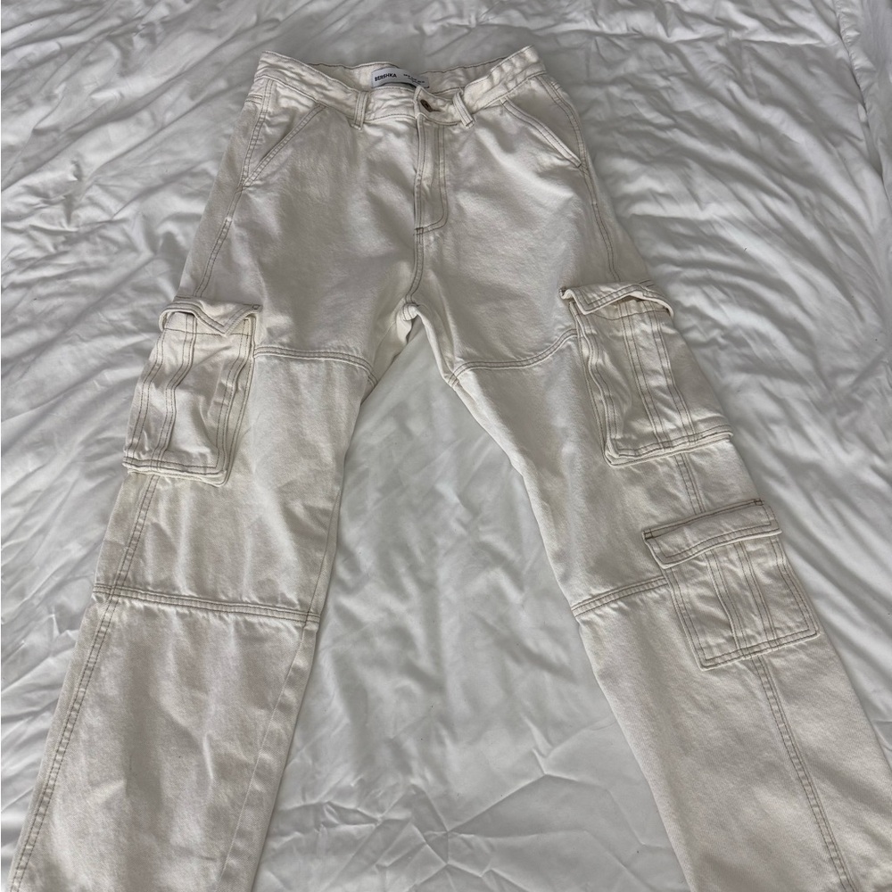 Bershka Cream Denim Pants